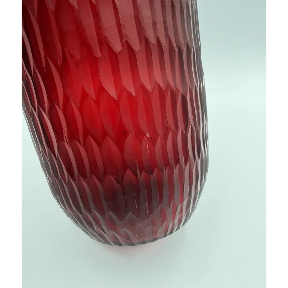 Vintage Ruby Red Flashed Glass Vase Large 15